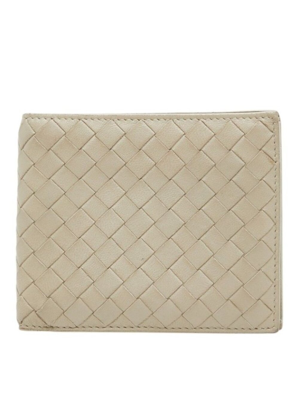 Bottega Veneta Intrecciato Bifold Wallet Beige Leather